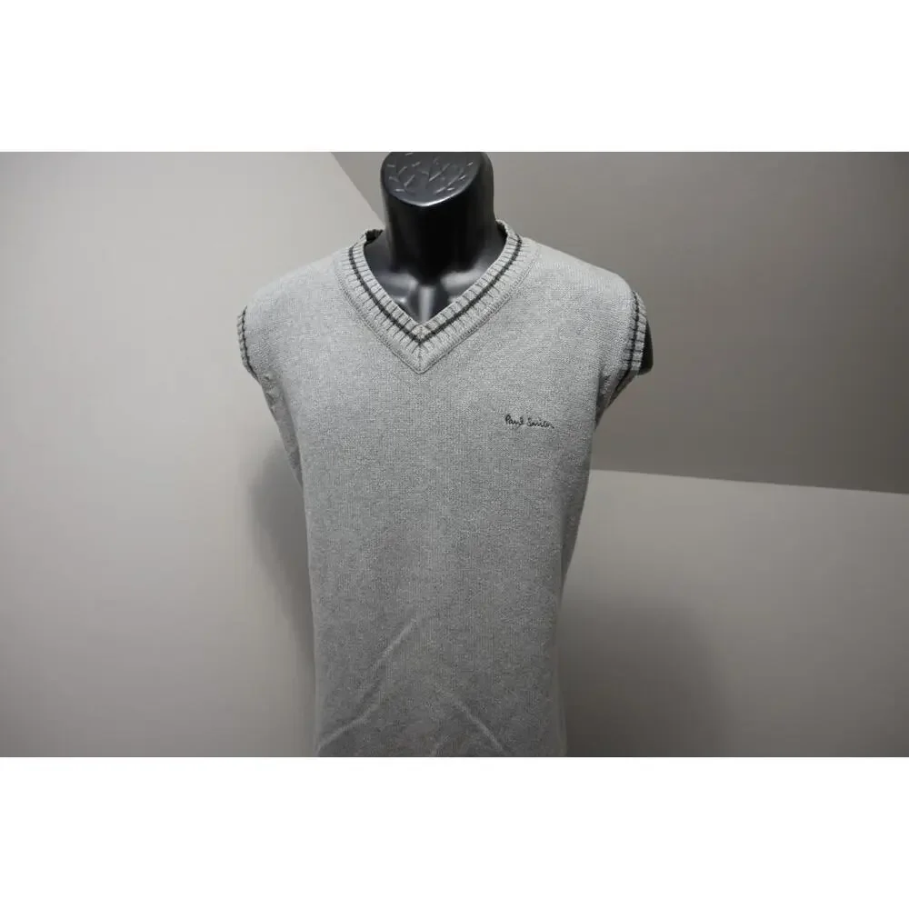 Paul Smith Knitted‎ Vest Gray V Neck Pullover Sweater Mens Size XL